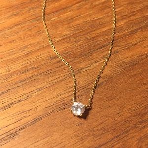 Cubic Zirconia Pendant Necklace (Gold)